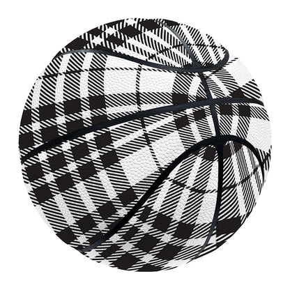 White And Black Border Tartan Print Basketball