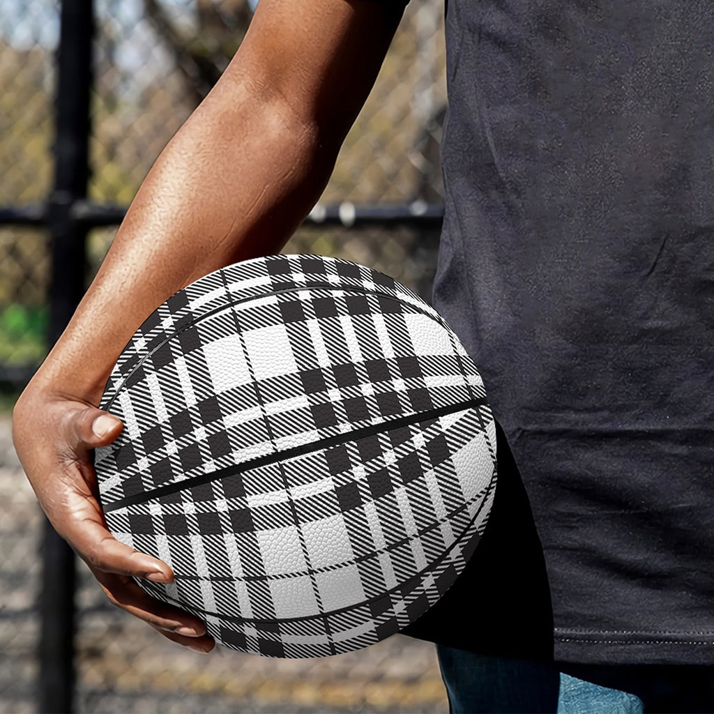 White And Black Border Tartan Print Basketball