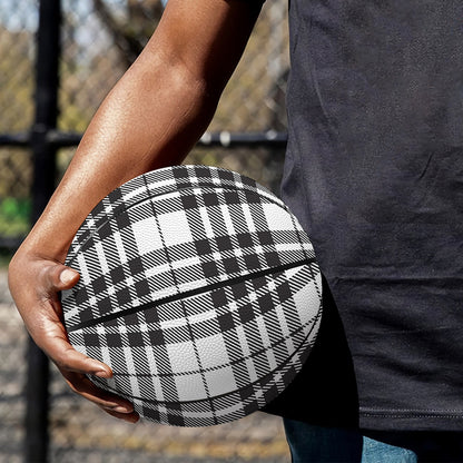 White And Black Border Tartan Print Basketball