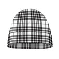 White And Black Border Tartan Print Beanie