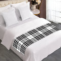 White And Black Border Tartan Print Bed Runner