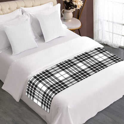 White And Black Border Tartan Print Bed Runner
