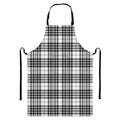 White And Black Border Tartan Print Bib Apron With Pocket