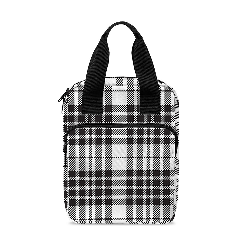 White And Black Border Tartan Print Bible Tote Bag
