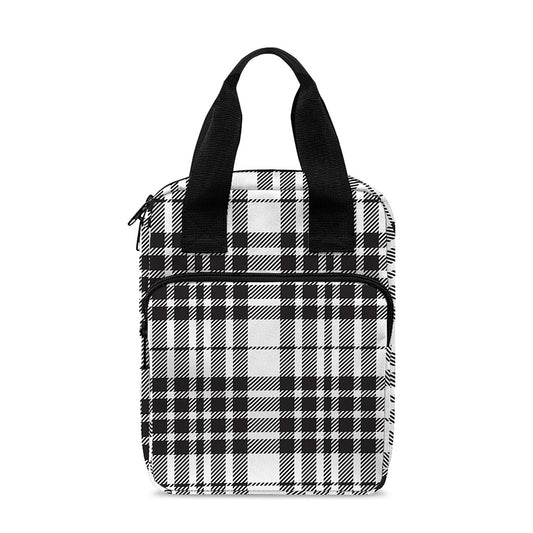 White And Black Border Tartan Print Bible Tote Bag
