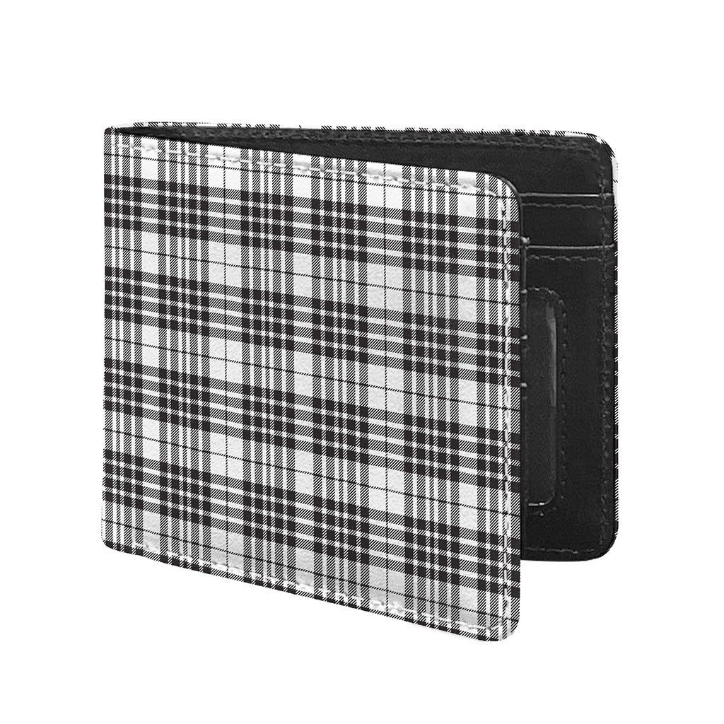 White And Black Border Tartan Print Bifold Wallet