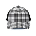 White And Black Border Tartan Print Black Mesh Trucker Hat