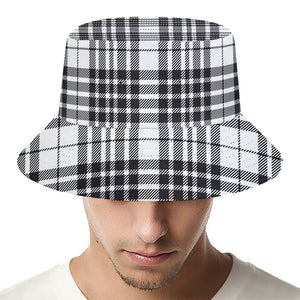 White And Black Border Tartan Print Bucket Hat