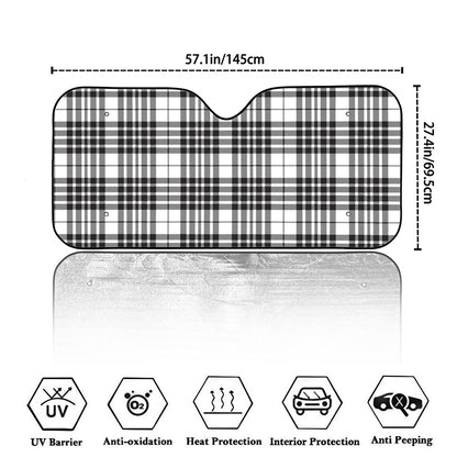 White And Black Border Tartan Print Car Windshield Sun Shade