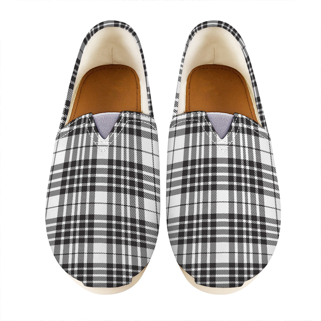 White And Black Border Tartan Print Casual Shoes