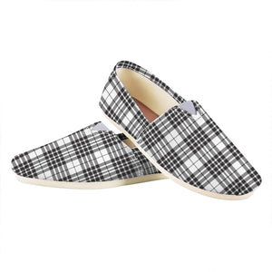 White And Black Border Tartan Print Casual Shoes