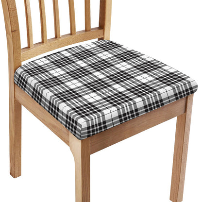 White And Black Border Tartan Print Chair Cushion Cover