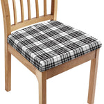 White And Black Border Tartan Print Chair Cushion Cover