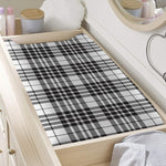 White And Black Border Tartan Print Changing Pad Cover