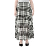 White And Black Border Tartan Print Chiffon Maxi Skirt