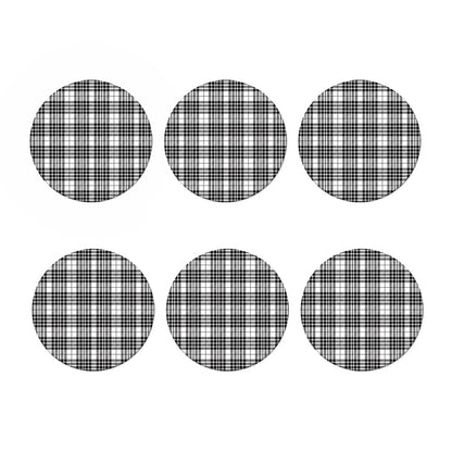 White And Black Border Tartan Print Coaster Set