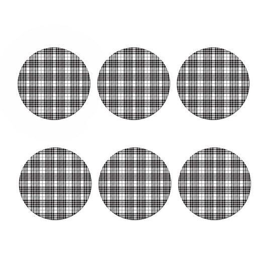 White And Black Border Tartan Print Coaster Set
