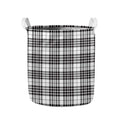 White And Black Border Tartan Print Collapsible Laundry Basket