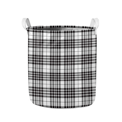 White And Black Border Tartan Print Collapsible Laundry Basket