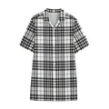 White And Black Border Tartan Print Cotton Hawaiian Shirt