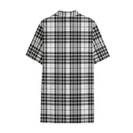 White And Black Border Tartan Print Cotton Hawaiian Shirt
