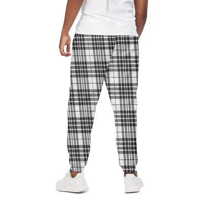 White And Black Border Tartan Print Cotton Pants