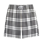 White And Black Border Tartan Print Cotton Shorts