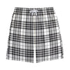 White And Black Border Tartan Print Cotton Shorts