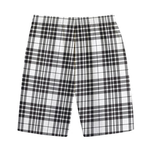 White And Black Border Tartan Print Cotton Shorts