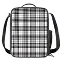 White And Black Border Tartan Print Crossbody Lunch Bag