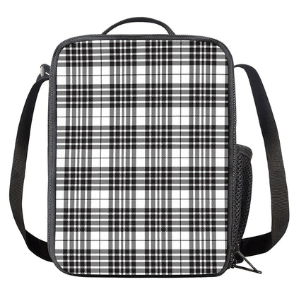 White And Black Border Tartan Print Crossbody Lunch Bag