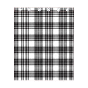 White And Black Border Tartan Print Curtain