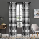 White And Black Border Tartan Print Curtain