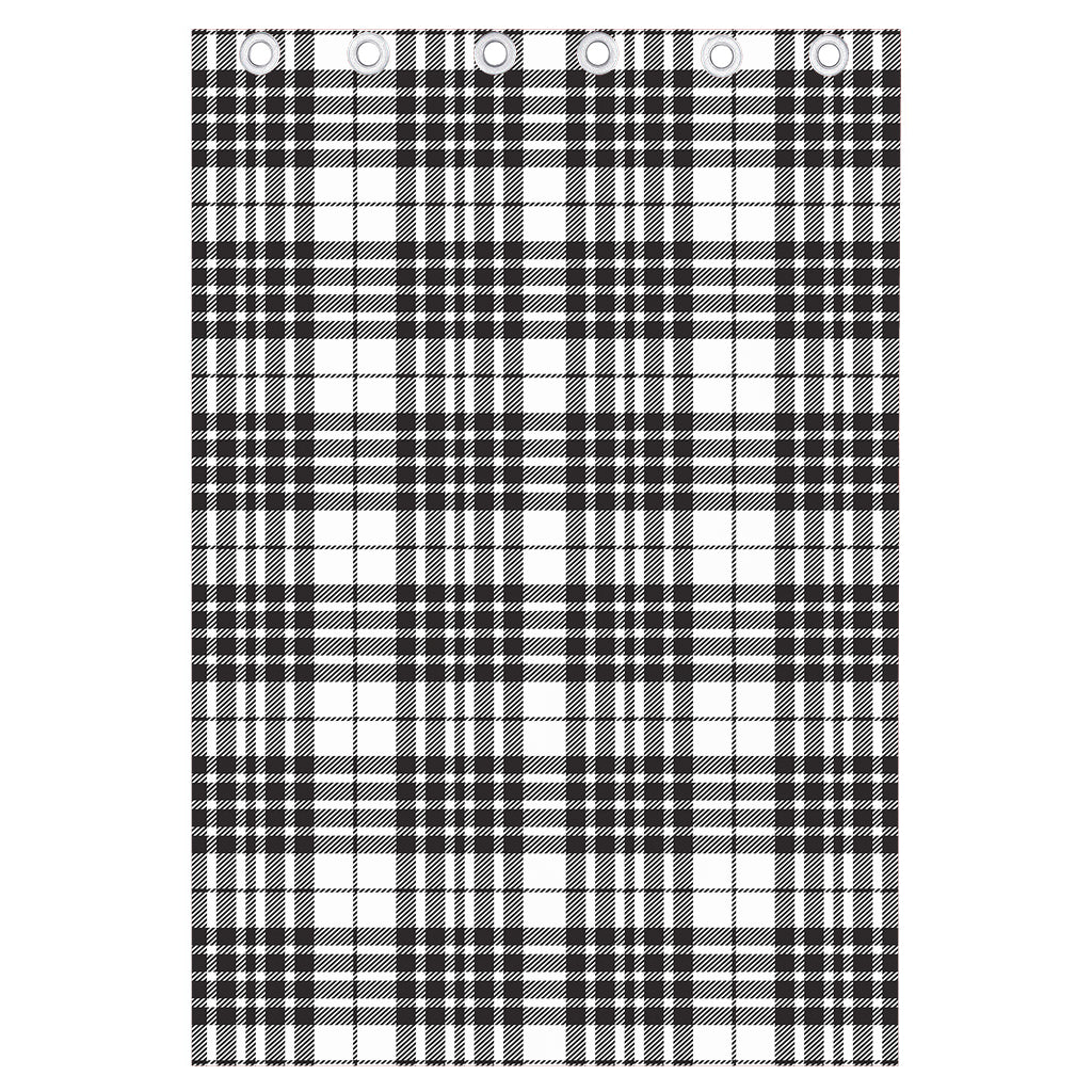 White And Black Border Tartan Print Curtain