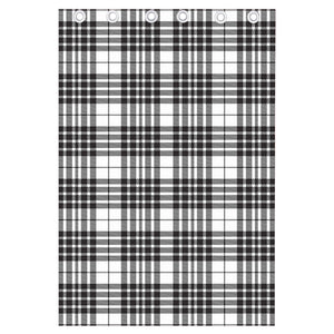 White And Black Border Tartan Print Curtain