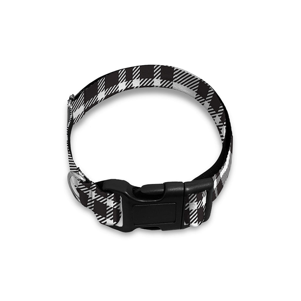 White And Black Border Tartan Print Dog Collar