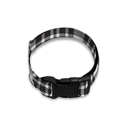 White And Black Border Tartan Print Dog Collar