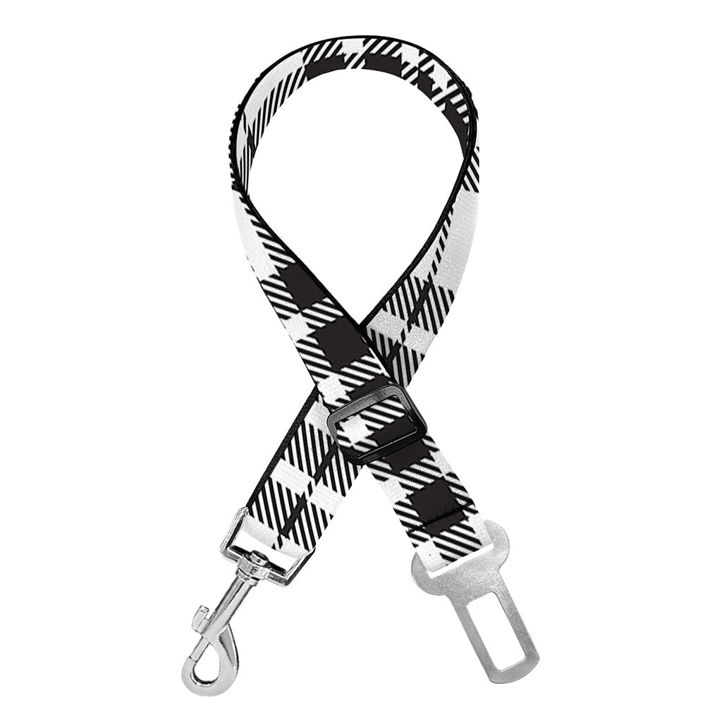 White And Black Border Tartan Print Dog Seat Belt