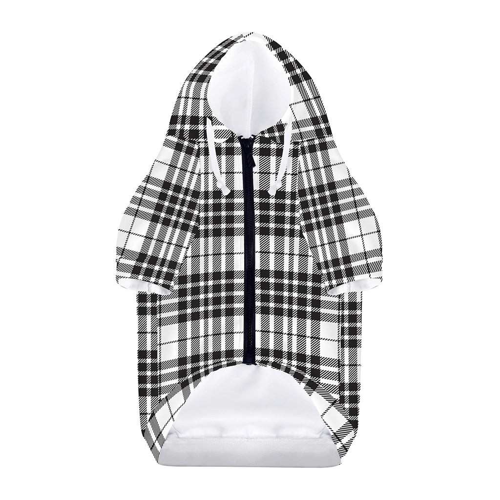 White And Black Border Tartan Print Dog Zip Up Hoodie