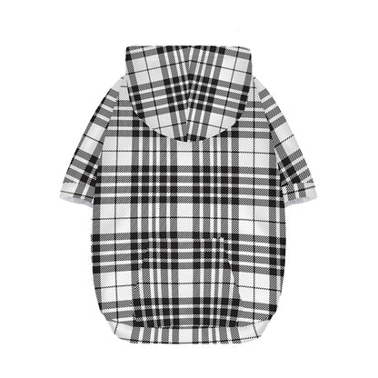 White And Black Border Tartan Print Dog Zip Up Hoodie