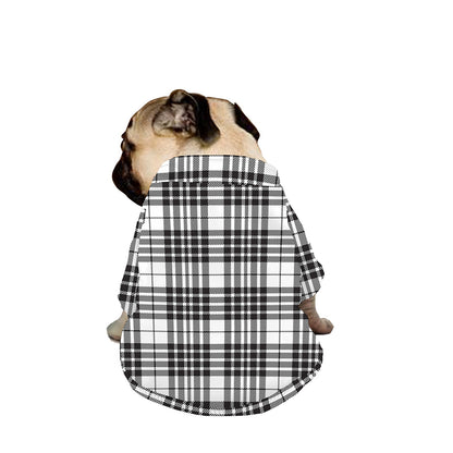 White And Black Border Tartan Print Dog Zip Up Jacket