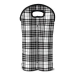 White And Black Border Tartan Print Double Neoprene Wine Tote