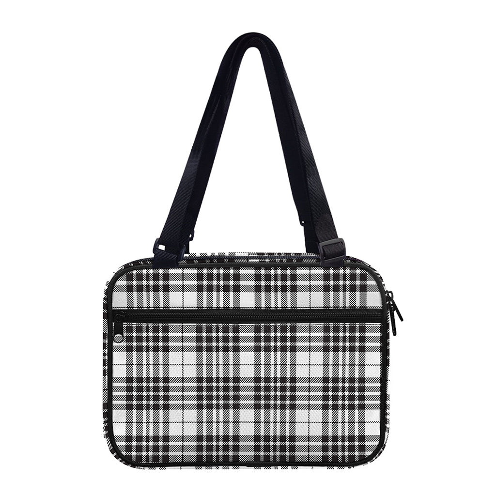 White And Black Border Tartan Print Double Strap Bible Bag