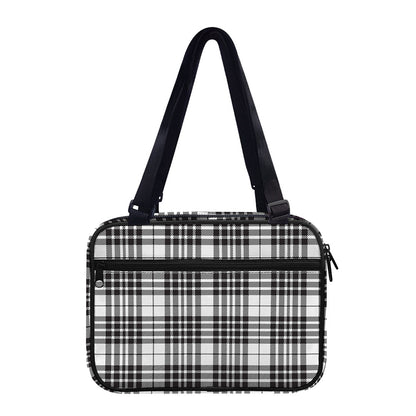 White And Black Border Tartan Print Double Strap Bible Bag
