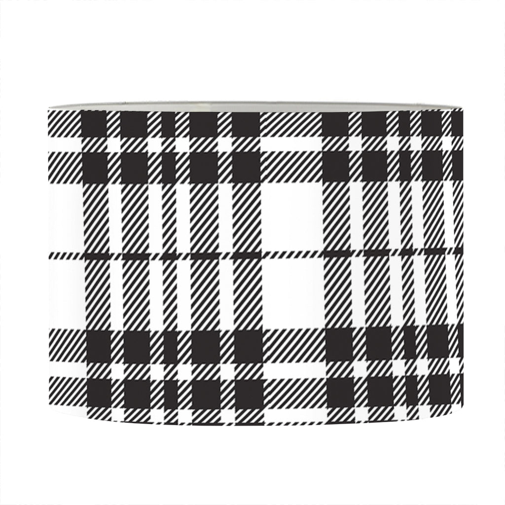 White And Black Border Tartan Print Drum Lamp Shade