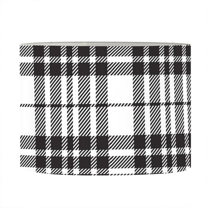 White And Black Border Tartan Print Drum Lamp Shade