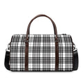 White And Black Border Tartan Print Duffel Bag