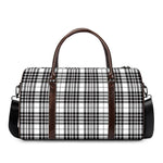 White And Black Border Tartan Print Duffle Bag
