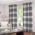 White And Black Border Tartan Print Extra Wide Grommet Curtains
