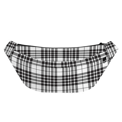 White And Black Border Tartan Print Fanny Pack